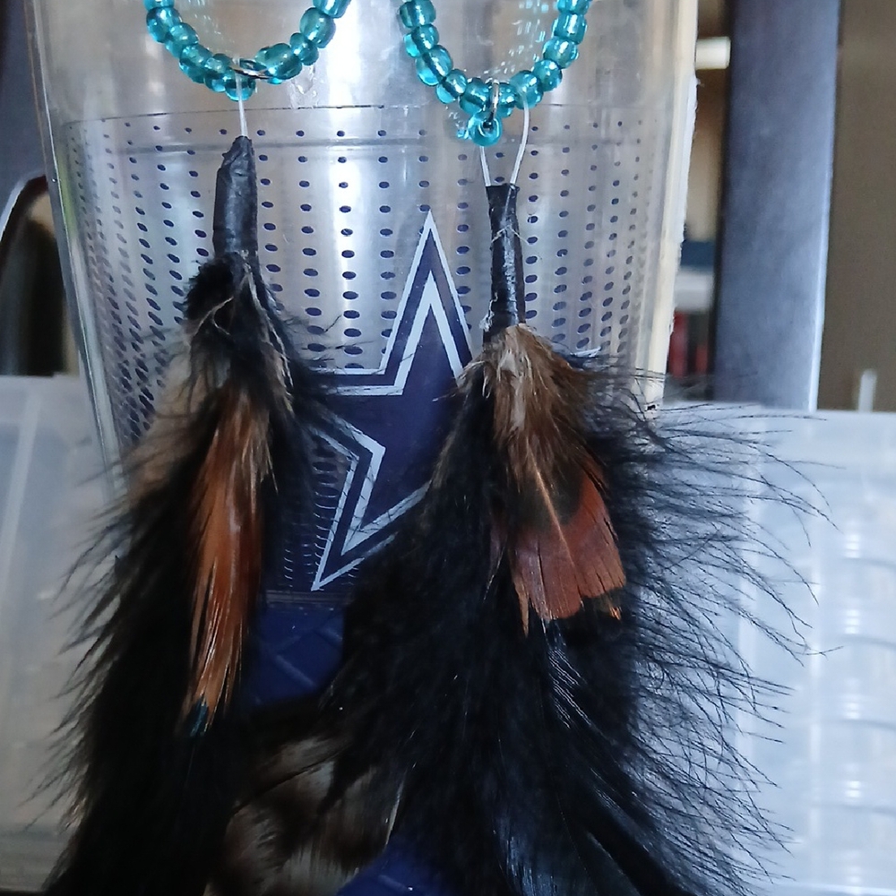 Beaded Feather Earrings